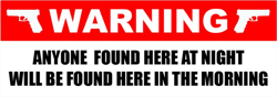 warning anyone found here at night sticker self adhesive vinyl home protection - c268