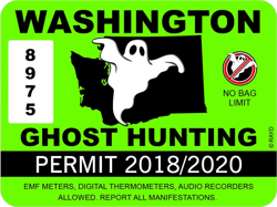 washington ghost hunting permit sticker self adhesive vinyl paranormal hunter wa - c249