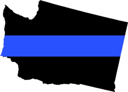 washington state shaped the thin blue line sticker self adhesive vinyl police wa - c3496