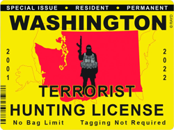 washington terrorist hunting permit sticker self adhesive vinyl license wa - c2867