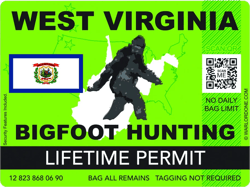west virginia bigfoot hunting permit sticker self adhesive vinyl sasquatch lifetime - c3318
