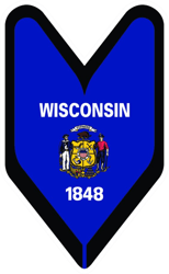 wisconsin driver badge sticker self adhesive vinyl wakaba leaf soshinoya wisconsinite - c2580