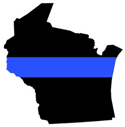 wisconsin state shaped the thin blue line sticker self adhesive vinyl police wi - c3499