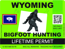 wyoming bigfoot hunting permit sticker self adhesive vinyl sasquatch lifetime - c3320