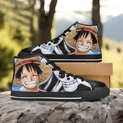 one piece straw hat monkey d luffy high top shoes sneakers personalized custom kids and adult 1007202302