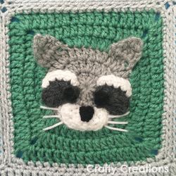 raccoon granny square crochet pattern