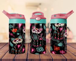 cat scared design tumbler for kids 12oz flip top sippy tumbler sublimation tumbler design png file ,digital download