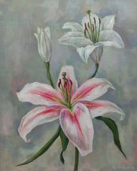 lily floral painting original oil art