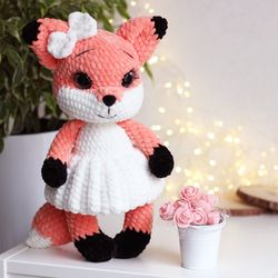 crochet fox toy, fox plush, cute fox gift, gift for baby girl, woodland gift, fox stuffed animal