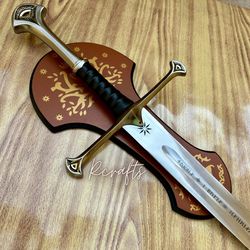 anduril sword of strider, custom engraved sword, lotr sword, lord of the rings king aragorn ranger sword, strider knife