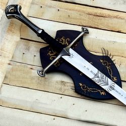 anduril sword of strider, custom engraved sword, lotr sword, lord of the rings king aragorn ranger sword w/ wall plaque