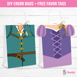 tangled printable favor bags - tangled diy favor bags - tangled favor bags - digital product