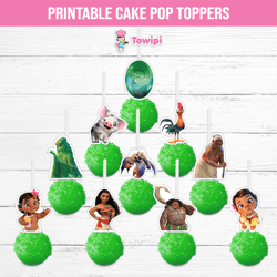 moana cake pop toppers - moana printable cake pop toppers - instant download - moana birthday decoration
