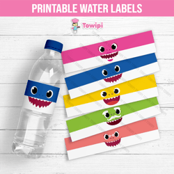 baby shark printable water labels - baby shark water labels - instant download - baby shark birthday