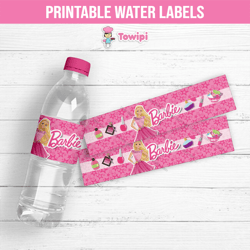 barbie printable water labels - barbie water labels - instant download - barbie birthday