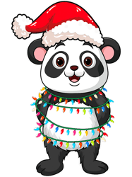 pandas christmas lights panda wearing xmas hat cute panda lover