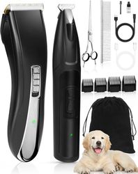 leyoufu dog clippers grooming kit, 2 in 1 professional dog clippers for thick heavy coats, low noise dog paw trimmer