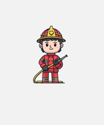 Cute Firefighter Cartoon Character Illustration