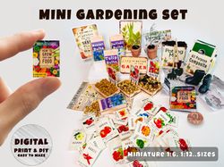 Mini Gardening Set Printable (1:6, 1:12)