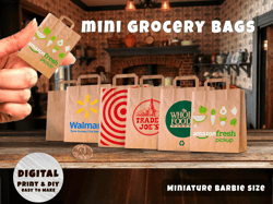 Mini Grocery Bags Printable (1:6, 1:12)