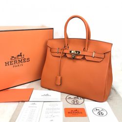 hermes birkin 35 orange epsom gold-silver hardware