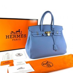 hermes birkin 35 light blue epsom gold-silver hardware