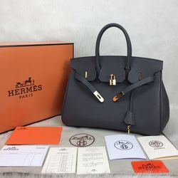 hermes birkin 35 smoked epsom gold-silver hardware