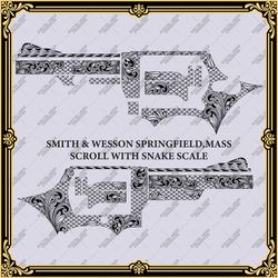 firearms laser engraving vector design smith & wesson springfield,mass "scroll with snake scale"