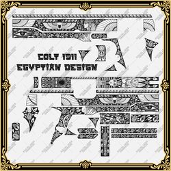 Laser Engraving Firearms Vector Design COLT 1911 "EGYPTIAN"