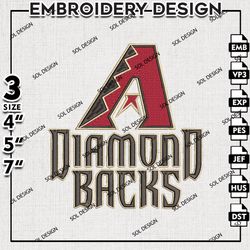 mlb arizona diamondbacks embroidery design, mlb embroidery, mlb diamondbacks machine embroidery, embroidery design
