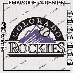 mlb colorado rockies logo embroidery design, mlb embroidery, mlb colorado rockies embroidery, machine embroidery design