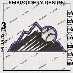 mlb colorado rockies embroidery design, mlb embroidery, mlb colorado rockies logo embroidery, machine embroidery design