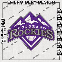 mlb colorado rockies embroidery design files, mlb embroidery, mlb colorado rockies machine embroidery, embroidery design