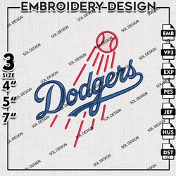 mlb los angeles dodgers logo embroidery design, mlb embroidery, mlb la dodgers machine embroidery, embroidery design