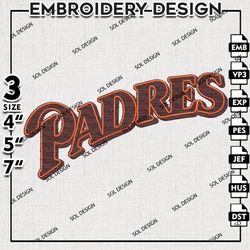 san diego padres logo embroidery designs, mlb embroidery, mlb san diego padres machine embroidery design, digital files