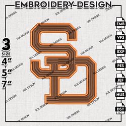 mlb san diego padres logo embroidery design, mlb embroidery, mlb san diego padres machine embroidery, embroidery design