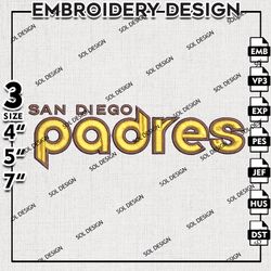 mlb san diego padres embroidery design, mlb embroidery, mlb san diego padres logo machine embroidery, embroidery design