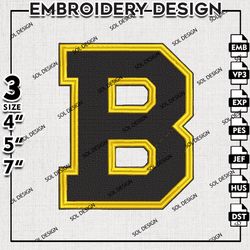 nhl boston bruins logo embroidery design files, nhl embroidery, nhl boston bruins embroidery, embroidery design