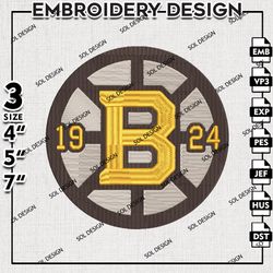 nhl boston bruins embroidery design files, nhl embroidery, nhl boston bruins logo embroidery, embroidery design