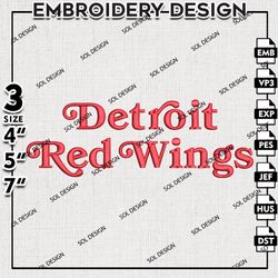 detroit red wings embroidery designs, nhl logo embroidery, nhl red wings, machine embroidery, digital download