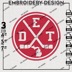 detroit red wings machine embroidery designs, nhl logo embroidery, nhl red wings, machine embroidery, digital download