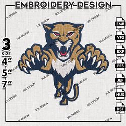 nhl florida panthers embroidery design files, nhl embroidery, nhl florida panthers embroidery, machine embroidery design