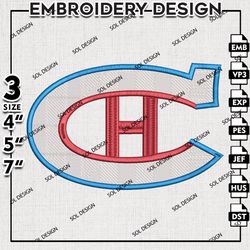 nhl montreal canadiens logo embroidery design, nhl embroidery, nhl montreal canadiens embroidery, embroidery design