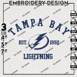 tampa bay lightning embroidery designs, nhl embroidery, nhl tampa bay lightning, machine embroidery, digital download
