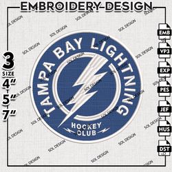 nhl tampa bay lightning logo embroidery design, nhl embroidery, nhl lightning embroidery, machine embroidery design