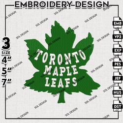 toronto maple leafs team green logo embroidery design, nhl embroidery, maple leafs embroidery, machine embroidery design