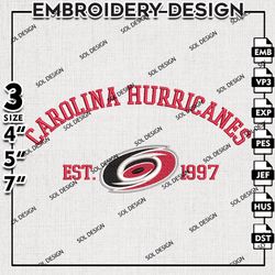 carolina hurricanes est logo embroidery file, nhl embroidery, carolina hurricanes embroidery, machine embroidery design