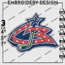 columbus blue jackets logo embroidery file, nhl embroidery, columbus blue jackets embroidery, machine embroidery design