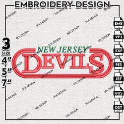 new jersey devils word logo embroidery file, nhl embroidery, nhl new jersey devils embroidery, machine embroidery design