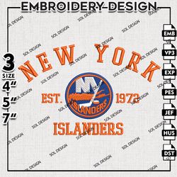 new york islanders est logo embroidery file, nhl embroidery, nhl islanders embroidery, machine embroidery design